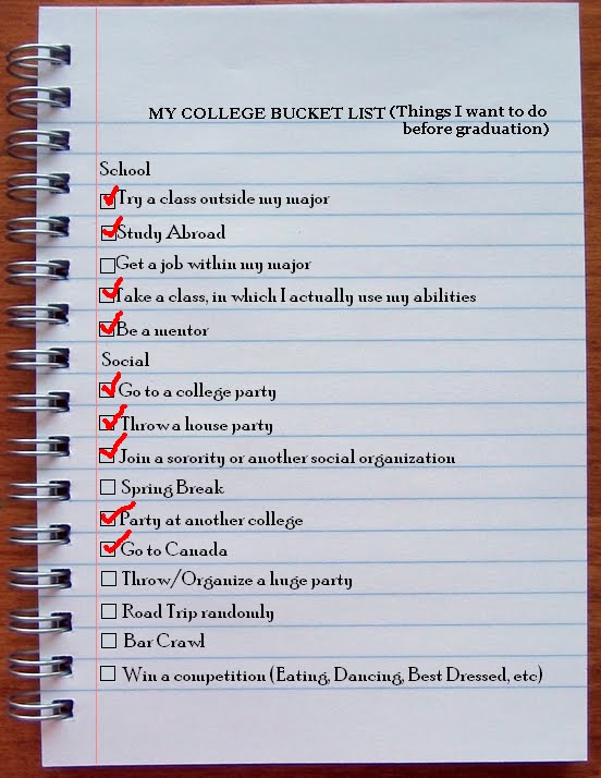college bucket list