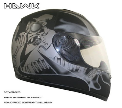 Hawk Gas Mask Design Silver and Black Matte Full Face Motorcycle Helmet thumbnail image