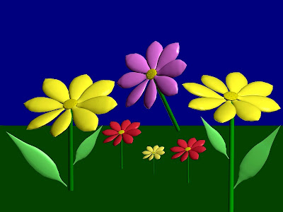 Bright flowers in different colors - Nature. 3D.