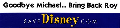 SaveDisney.com bumpuer Sticker with Good Bye Michael... Bring Back Roy slogan