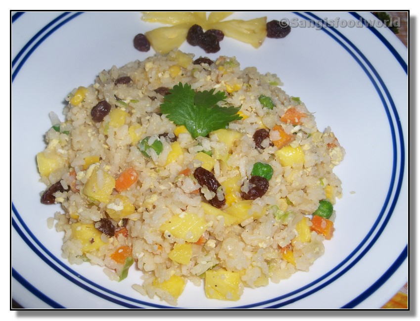 Sangi's Food World Pineapple Raisin Egg Fried rice