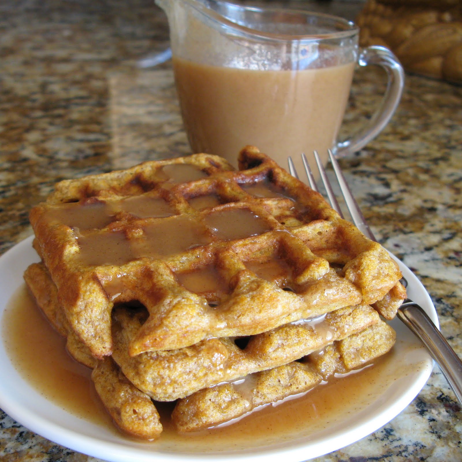 The BakeOff Flunkie National Waffle Week Pumpkin Waffles with Cinnamon Cream Syrup