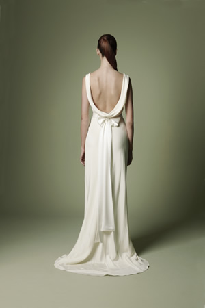 1940s style wedding dress from the Decades Silk Collection back view
