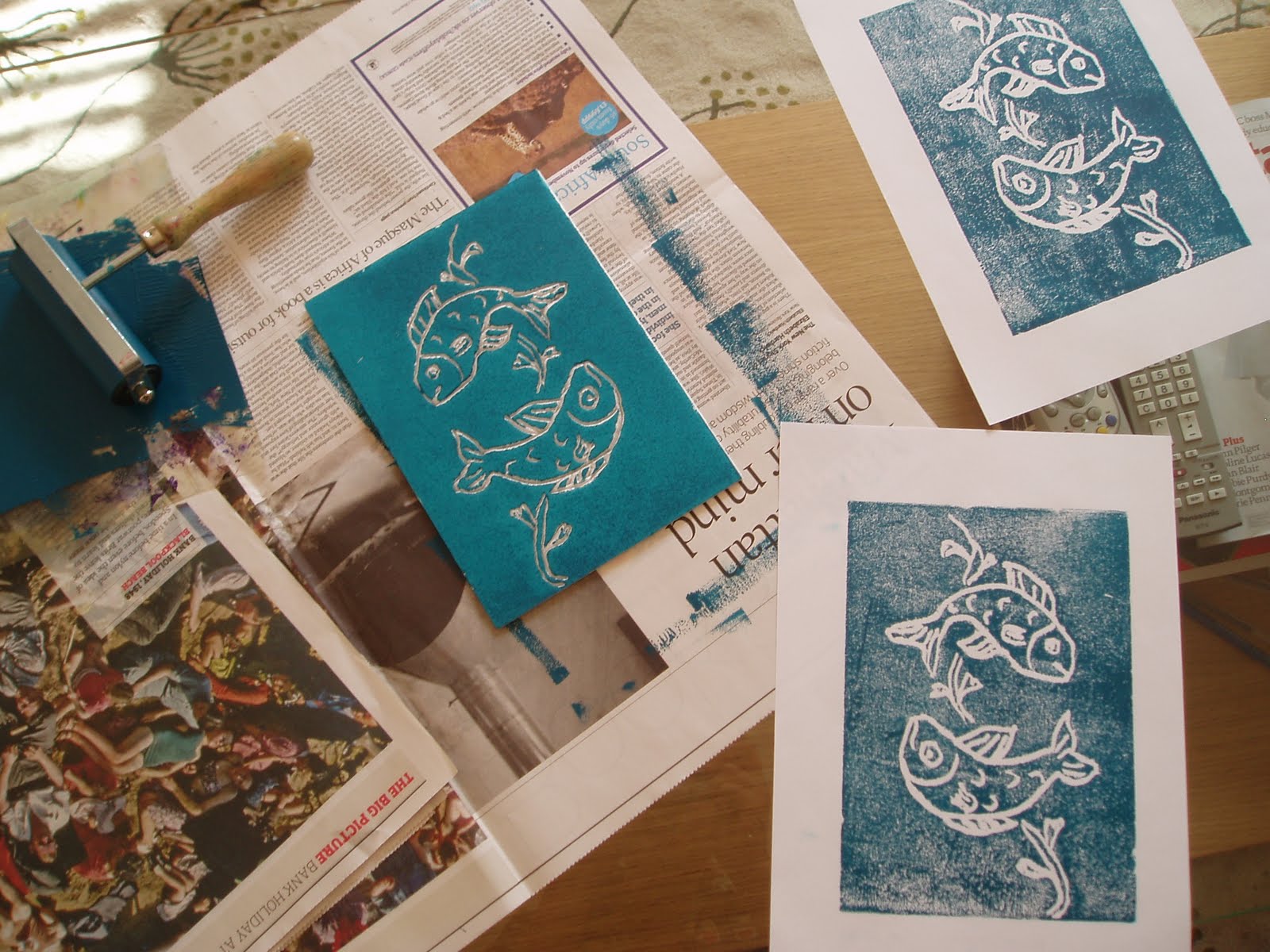 kitchentableprintmaker press printing and potato printing