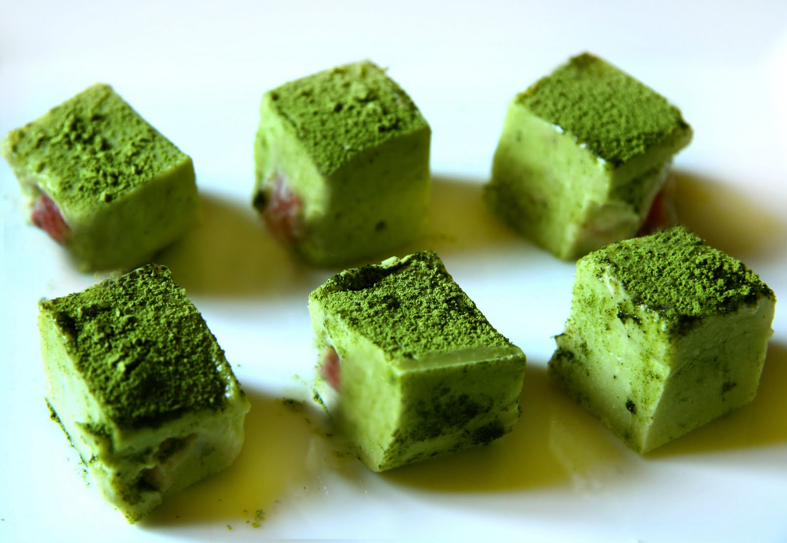 COOKING WITH JAPANESE GREEN TEA Matcha truffle with cherry