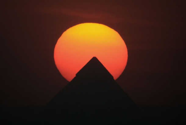 Celebrate Earth Day: Beautiful Sunset Egyptian Pyramid Sunset – Happy