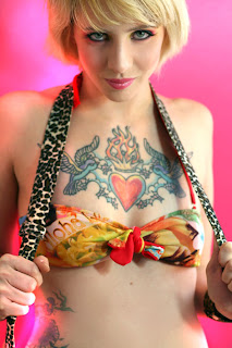 Heart Tattoos Above Breast Beautiful Girl