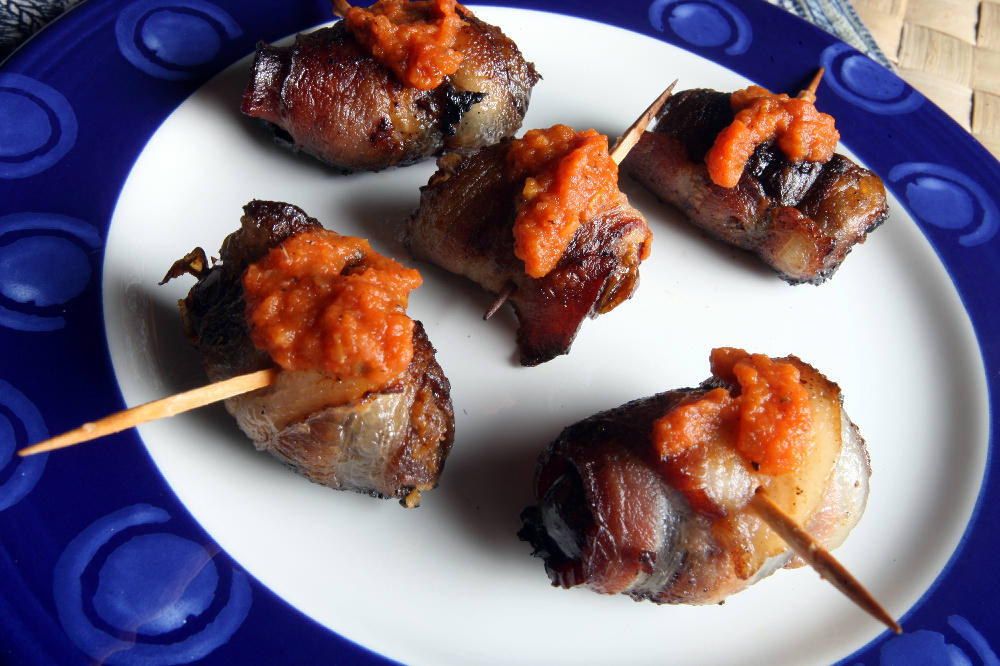 Jack Fry’s baconwrapped medjool dates stuffed with chorizo sausage and