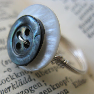 Handmade Sterling Silver Ring with Mother of Pearl Buttons