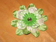 Green on green blossom with mini-dotted-ribbon