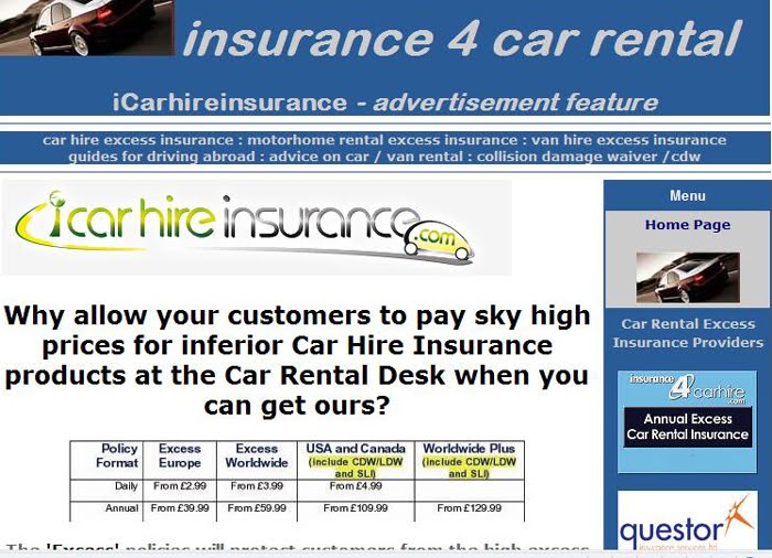 Car Hire Excess Waiver Insurance +