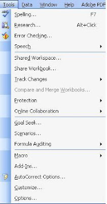 Mengajar Dengan Hati Penjelasan Main Menu Pada Microsoft Excel 2003