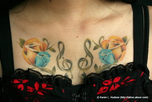 blue rose tattoo. yellow rose tattoo. Blue and