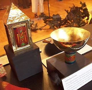Reliquary and Offering Bowl b y Catherine Crowe in the Grave Goods Exhibition at the Woodstock Museum