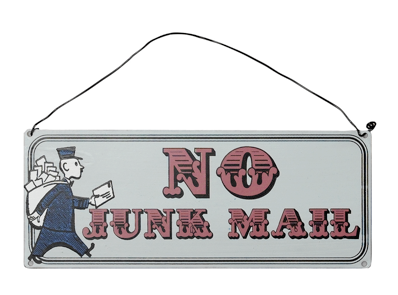 No Junk Mail metal sign No Junk Mail metal sign