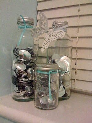 Jars of sequins Jars of sequins in the craft room