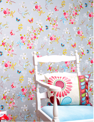 Grey Chinese rose wallpaper by Pip Grey Chinese rose wallpaper by Pip