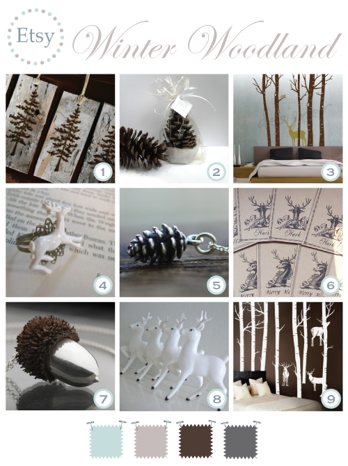 themed Christmas or a Fall wedding Hemlock trees set of 5 Birch tags