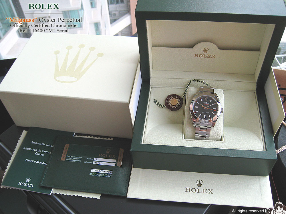 packaging is the usual rolex rolex milgauss anniversary. packaging is the usual rolex