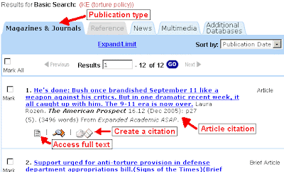Powersearch results page