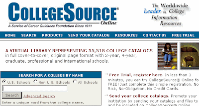 CollegeSource Online main page