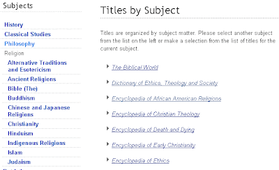 Subject Browse page