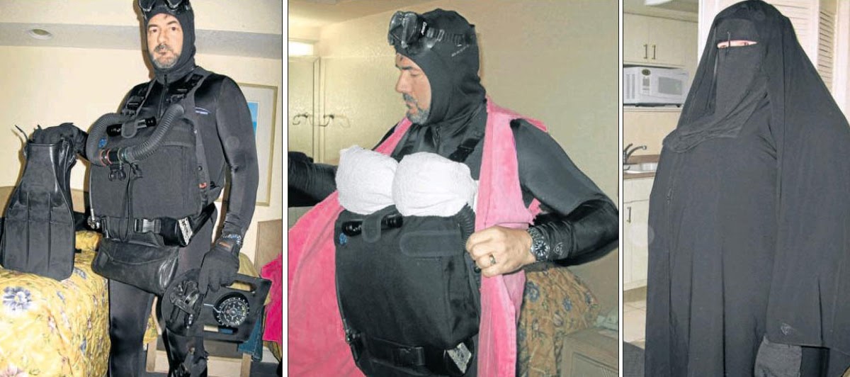 The Muqata Fleeing Dubai Scuba Equipment Under a Burka