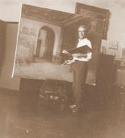 Presciliano Silva no seu atelier, anos 40
