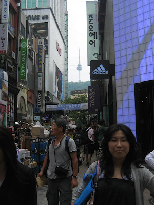 Myeongdong. Seoul Tower in the background