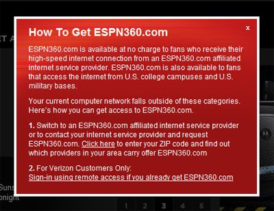 ESPN360 Denial of Service Notice