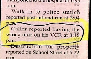 really stupid people police report about changed time on vcr
