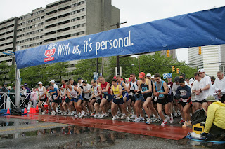 Cleveland Marathon takes off on a damp morning last year... this year, the rain was a little more active at take-off!
