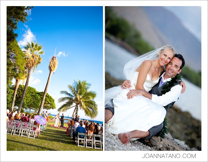 The couple exchanged vows overlooking the ocean on the island of Maui and 