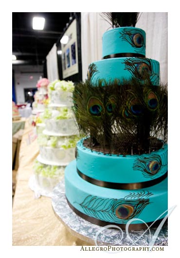 Peacock Wedding Cake With Ribbon