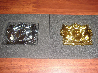 JP logo colour silver and gold plated