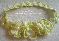 ورود جميله جدا Faixa+de+Cabelo.+Croche++.+Crochet+Headband+-+Pink+Rose