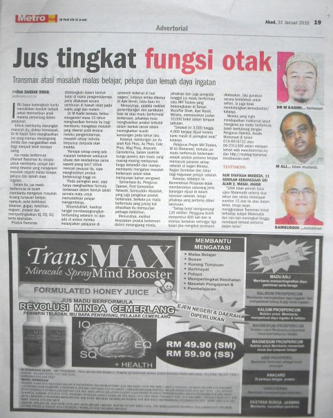 masuk surat khabar metro