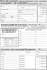 FICHA DE INSCRIÇÃO 2011 - ALOJAMENTO