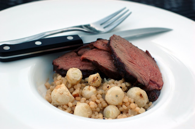 Succulent slices of barbecued lamb