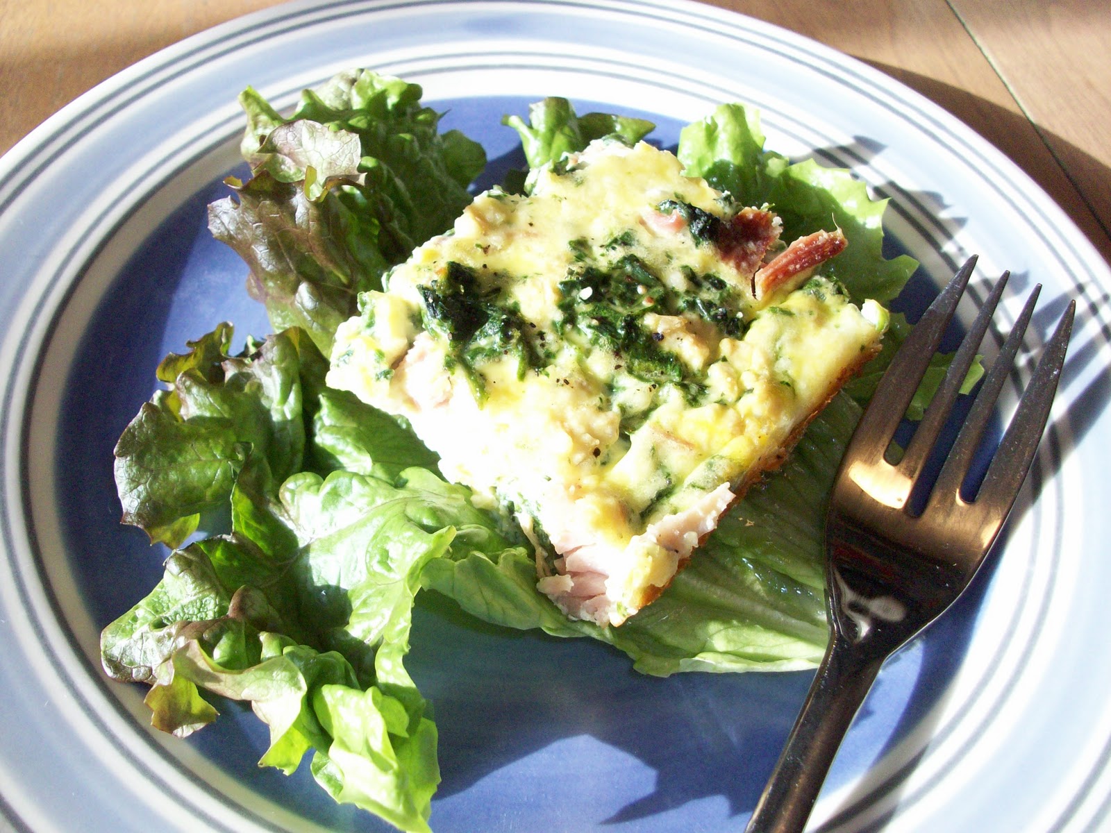 I am Hungry What's for Dinner? Spinach, Feta Cheese, and Ham Egg Bake