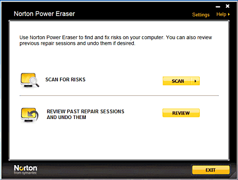 Norton Power Eraser software screenshot