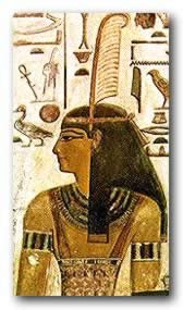 Goddess Maat, represented with a feather on her head