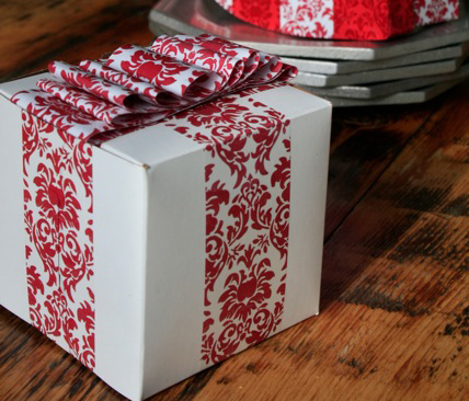 Handmade Decorative Boxes Magnificent Decorative Tape In Action Red Damask Box With A Handmade Ribbon Decorating Design Handmade Decorative Boxes Amazing Decorative Tape In Action Red Damask Box With A Handmade Ribbon Decorating Design