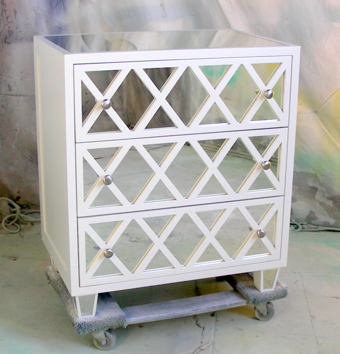 Sydney Barton Painted Furniture White Mirrored Chest