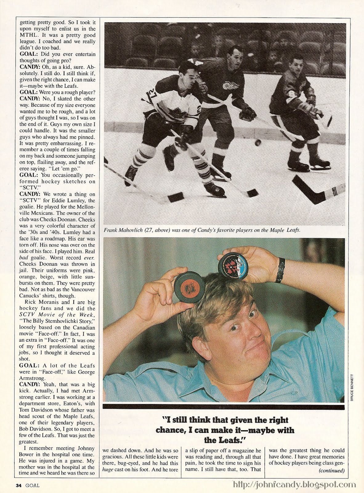 John Candy Interview in 'Goal' December 1985