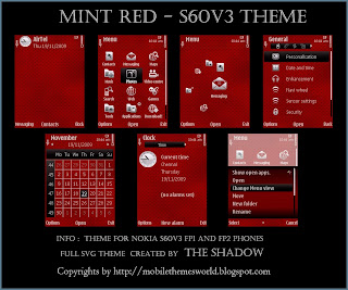 Mint Red Nokia S60v3 Premium Theme