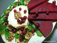 goats-cheese-and-beetroot-salad with walnut and cranberry and balsamic vinegar