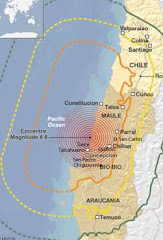Map of Chilean Earthquake