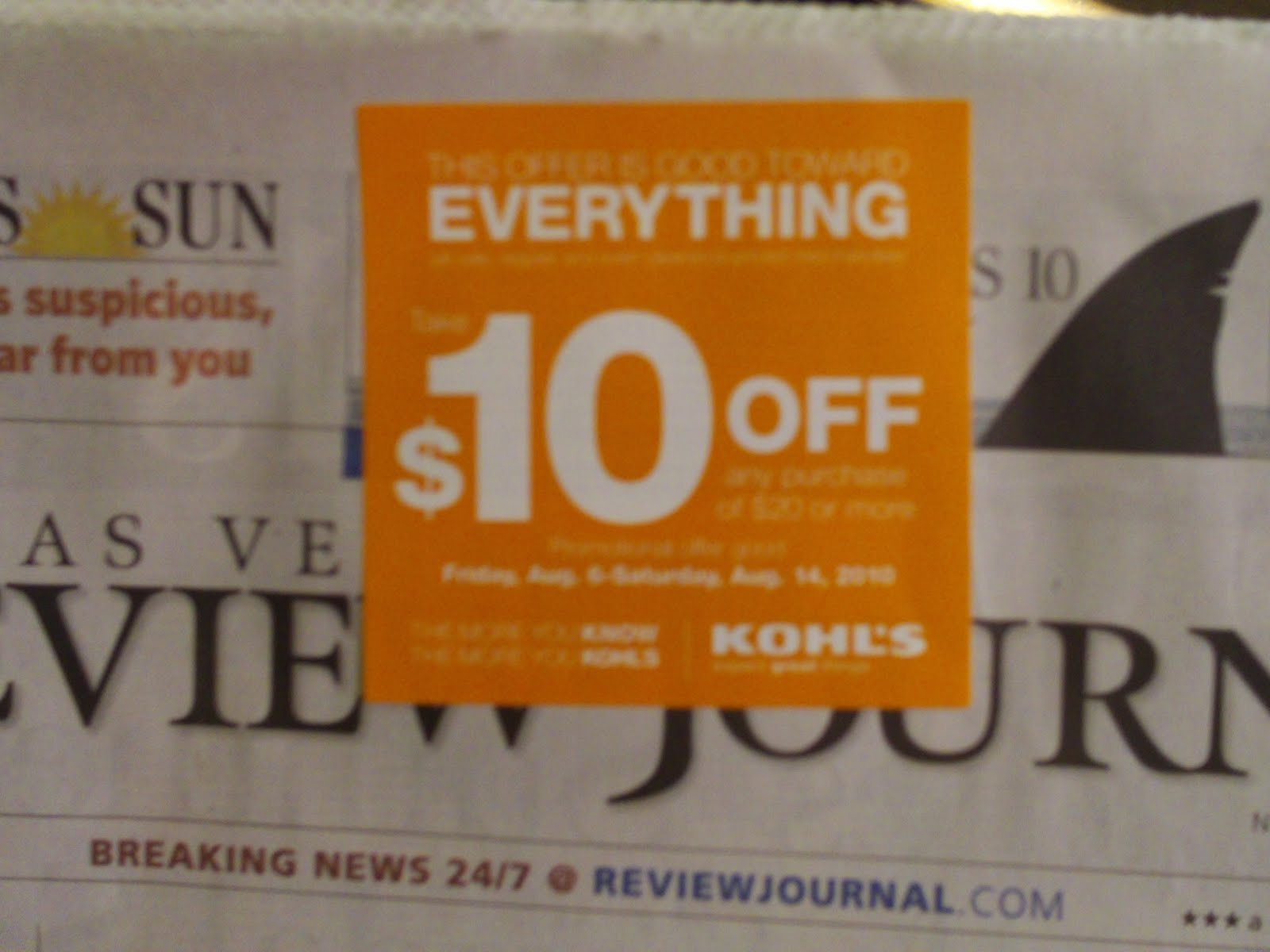 Kohls 10 off 20 Purchase Coupon