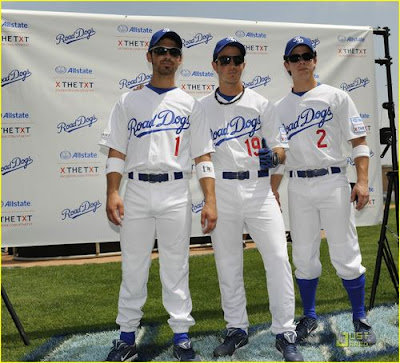 Joe Kevin Nick Jonas in baseball uniforms